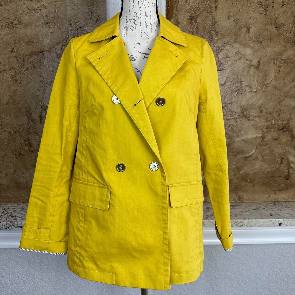 Banana Republic Spring‎ Blazer Jacket Womens Small Double Breasted Cotton Yellow